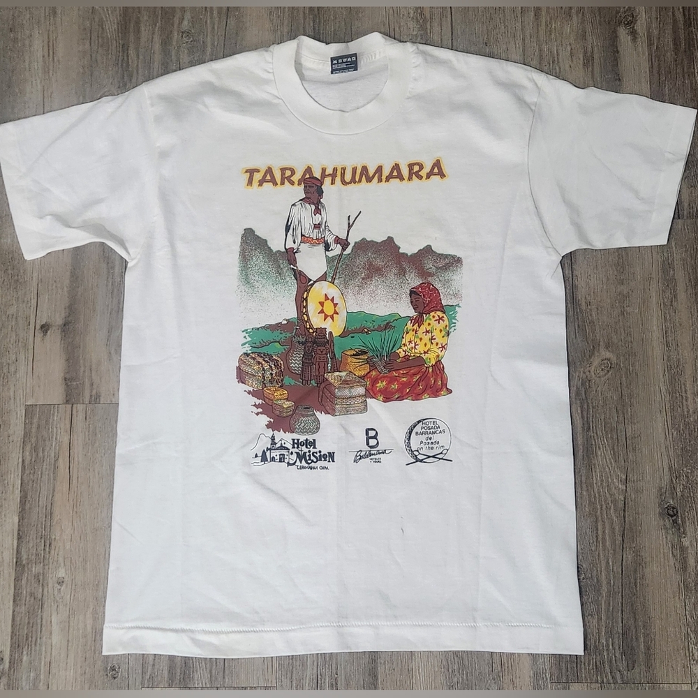 vintage Tarahumara Native‎ American Indian Mexican tee Single stitch Large Mens